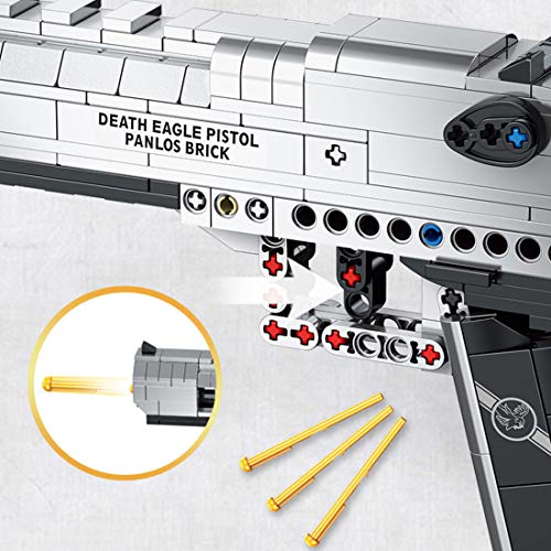 TRCS Juego de 360 piezas de construcción de pistolas Desert Eagle, juguete de simulación militar con función de disparo, bloques de construcción compatibles con Lego
