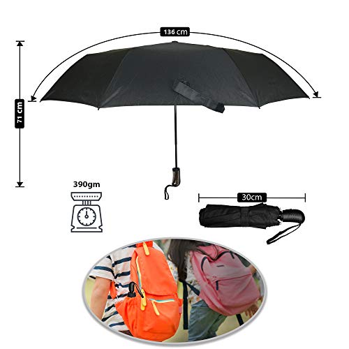 Trencool Paraguas Plegable Hombre Antiviento XXL. Paraguas Hombre Negro Automático 110cm. Paraguas Antiviento Plegables para Caballero. Paraguas de Calidad, Grandes y Resistente. (Negro, 110)