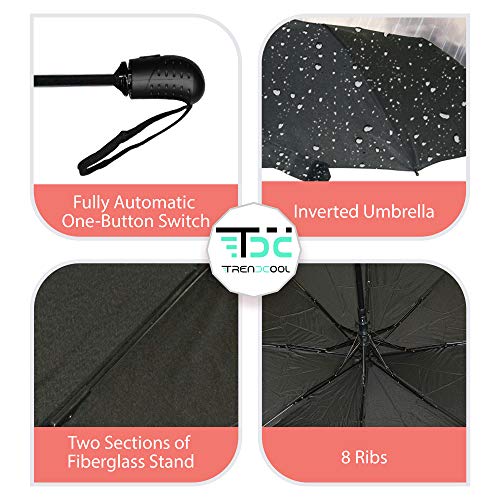 Trencool Paraguas Plegable Hombre Antiviento XXL. Paraguas Hombre Negro Automático 110cm. Paraguas Antiviento Plegables para Caballero. Paraguas de Calidad, Grandes y Resistente. (Negro, 110)