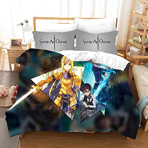 Tres piezas de funda de edredón for Sword Art Online Yuki Asuna / Yuuki Asuna Arma, animado 3D edredón almohada, 100% poliéster, suave y cómodo, ropa de cama de Otaku del animado y aficionados, el mej