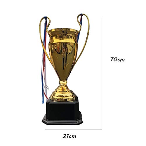 Trofeos de Oro Champions Trophy Binaural Grande Conmemorativa Trophy Fútbol decoración Interior Messi C Luo (Color : Gold, Size : 70 * 21 * 21cm)