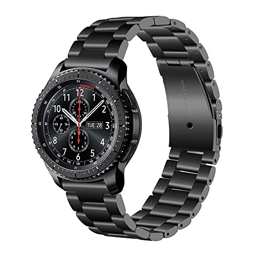 TRUMiRR para Ticwatch Pro Correa de Reloj, 22mm Correa de Reloj de Acero Inoxidable Metal Pulseras de Repuesto para Samsung Gear S3 Classic/Frontier, Huawei Watch 2 (Classic), LG G,Galaxy Watch3 45mm