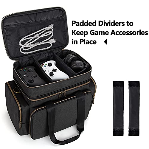 Trunab Bolsa de viaje para consola compatible con Xbox Series X, funda de transporte con múltiples bolsillos de almacenamiento para controladores Xbox, disco duro portátil y más accesorios, negro