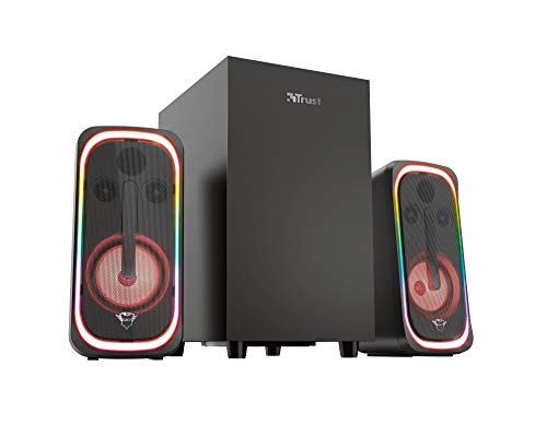Trust Gaming Juego de Altavoces PC 2.1 con Subwoofer GXT 635 Rumax - Altavoz RGB Bluetooth Potente, Mando a Distancia Incluido, 80 W, per PC, Ordenador Portátil, PS4, PS5