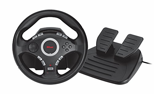 Trust GXT 27 - Volante Gaming con pedal de acelerador y freno (PS3 y PC), color negro