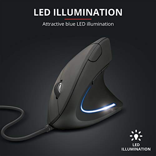 Trust Verto - Ratón ergonómico vertical, iluminado, color negro