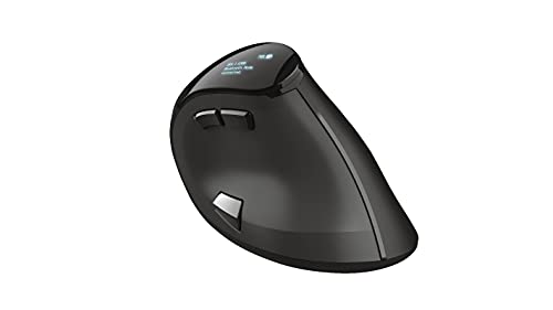 Trust Voxx Ratón Vertical Inalámbrico Recargable, Bluetooth o 2.4 GHz, Mouse Ergonómico, 9 Botones, 1200/1600/2000/2400 PPP, Ordenador Portátil/PC/Mac/Macbook/Chromebook, Negro