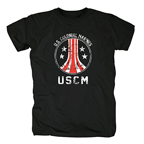 TSP US Colonial Marines Button Camiseta para Hombre L Negro