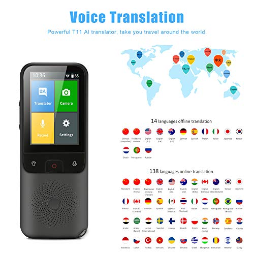 TTLIFE Traductor de idiomas, pantalla táctil de alta definición de 2,4 pulgadas, traductor de voz en tiempo real con 138 idiomas, con función de traductor de fotos WiFi / Hotspot / sin conexión