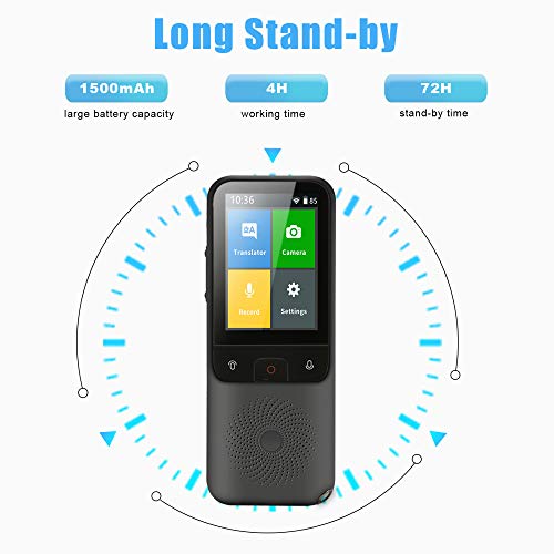 TTLIFE Traductor de idiomas, pantalla táctil de alta definición de 2,4 pulgadas, traductor de voz en tiempo real con 138 idiomas, con función de traductor de fotos WiFi / Hotspot / sin conexión