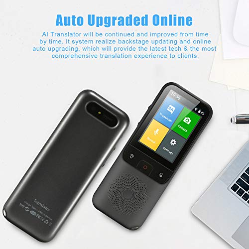 TTLIFE Traductor de idiomas, pantalla táctil de alta definición de 2,4 pulgadas, traductor de voz en tiempo real con 138 idiomas, con función de traductor de fotos WiFi / Hotspot / sin conexión