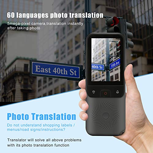 TTLIFE Traductor de idiomas, pantalla táctil de alta definición de 2,4 pulgadas, traductor de voz en tiempo real con 138 idiomas, con función de traductor de fotos WiFi / Hotspot / sin conexión