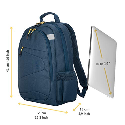 Tucano-Mochila Deportiva para PC de 13 y 14 Pulgadas y MacBook de 13".Bolsillos Acolchados para portatil,Tablet y iPad.Mochila, también Negra, para Mujer y Hombre, Ideal para Oficina y Universidad