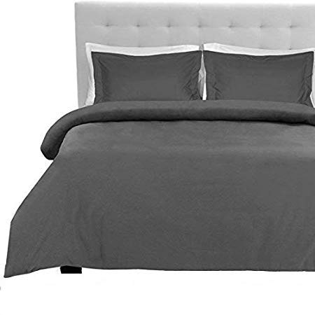 Tula Linen Juego de sábanas de 1100 Hilos, 4 Piezas, 100% algodón Egipcio, Color sólido de Primera Calidad, tamaño de Bolsillo 44 cm (UK King, 150 x 200 cm, Gris Oscuro)