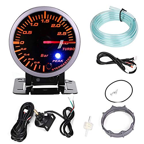 Turbo Boost Gauge, 2.5 Pulgadas 60mm 3.0 Bar LED Modificación del Coche Turbo Boost Gauge Medidor Puntero DC12V para Todo Tipo de Vehículos Modificados