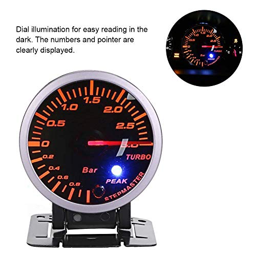 Turbo Boost Gauge, 2.5 Pulgadas 60mm 3.0 Bar LED Modificación del Coche Turbo Boost Gauge Medidor Puntero DC12V para Todo Tipo de Vehículos Modificados