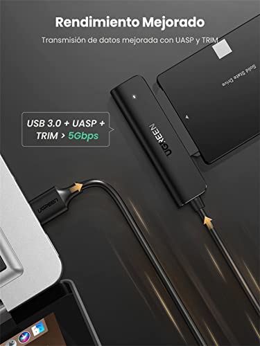 UGREEN Cable SATA a USB 3.0, Adaptador SATA III a USB con UASP para 2,5" Disco Duro SDD HDD SATA, Cable SATA 3 soporta S.M.A.R.T, Trim, Compatible con PC, PS5, Xbox X/S, Xbox One, PS4, PS3, 10TB MAX