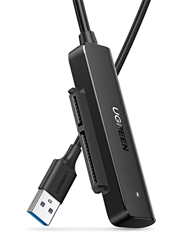 UGREEN Cable SATA a USB 3.0, Adaptador SATA III a USB con UASP para 2,5" Disco Duro SDD HDD SATA, Cable SATA 3 soporta S.M.A.R.T, Trim, Compatible con PC, PS5, Xbox X/S, Xbox One, PS4, PS3, 10TB MAX