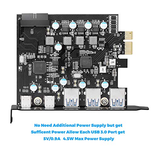 ULANSEN PCI-E a tipo C (2), tipo A (3) USB 3.0 5 puertos PCI Express tarjeta de expansión con conector interno USB 3.0 de 19 pines para PC de escritorio para Windows Mac Pro Linux (UP5100)