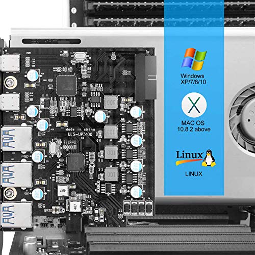 ULANSEN PCI-E a tipo C (2), tipo A (3) USB 3.0 5 puertos PCI Express tarjeta de expansión con conector interno USB 3.0 de 19 pines para PC de escritorio para Windows Mac Pro Linux (UP5100)