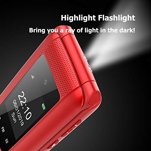 Uleway gsm Teléfono Móvil Simple para Ancianos con Teclas Grandes,SOS Botones,ácil de Usar telefonos basicos para Mayores (Rojo)