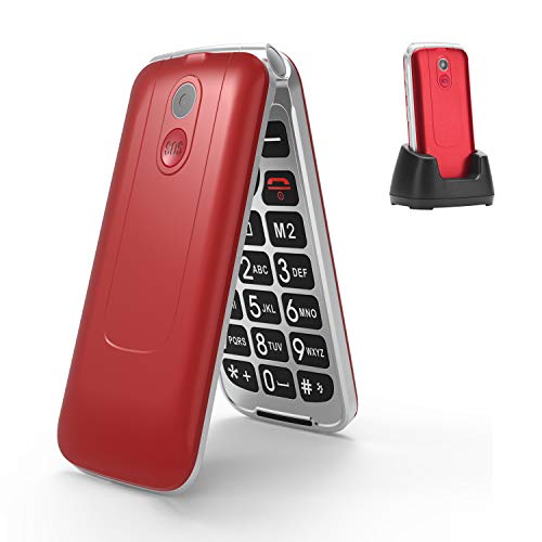 Uleway Teléfono Móvil para Personas Mayores Teclas Grandes con Tapa Pantalla de 2,8 Pulgadas Tecla de Emergencia Botón SOS Batería de Gran Capacidad (Navidad Rojo)