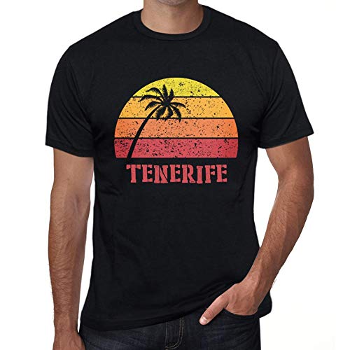 ULTRABASIC Camiseta para Hombre Puesta de Sol - Sunset - Tenerife - Amor Verano - Playa Verano - Vintage Camiseta Gráfica (2XL, Negro Profundo)