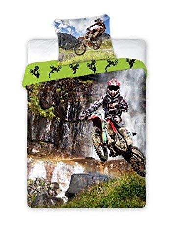 Unbekannt Juego de ropa de cama con funda nórdica de 160 x 200 cm y funda de almohada de 70 x 80 cm, diseño de motocross