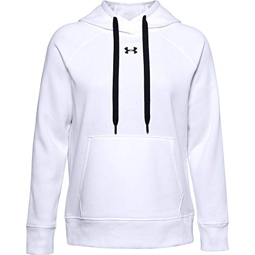 Under Armour Women's Rival Fleece Pull-Over Hoodie , White (100)/Black , XX-Large