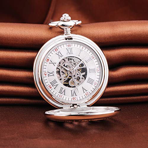 Unendlich U- Números Romanos Dragon y Fénix/Reno Patrón Hueco Mecánico Reloj de Bolsillo Idea Regalo para Hombre Mujer