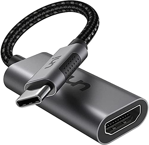 uni Adaptador USB C a HDMI (4K@60Hz), Adaptador Tipo C a HDMI (Thunderbolt 3) con Cáscara Metal y Trenzado Nylon, Compatible con iPad Pro, MacBook, Surface Book 2/Go, Galaxy S21 etc-Gris espacial
