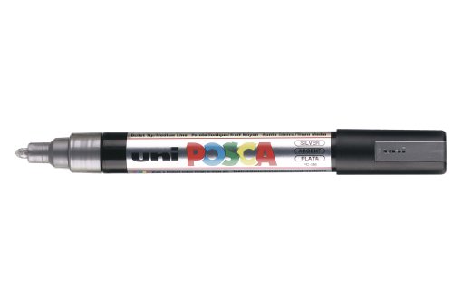 uni-ball Posca PC-5M Medium Bullet Tip Marker - Silver, Pack of 12