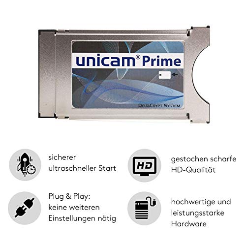 Unicam Módulo CI Prime I I Tarjeta de interfaz común con cifrado DeltaCryptt 3.0 para la recepción de emisoras cifradas I Conforme a DVB CI PCMCIA CI-CAM para Smart Cards TV (individual)