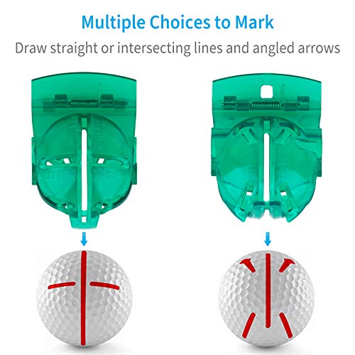 Uniclife Kit de alineación de golf de tres líneas con 2 rotuladores, accesorios para plantillas de putter de triple pista, herramientas de marcado de bola con abrazadera de resorte de 2 unidades