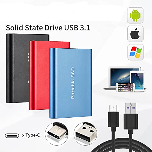 Unidad de Estado de Estado sólido Externo portátil SSD Duro Externo para PC Laptop Mac Windows Linux Android Gaming PS4 PS5 Xbox One Smart TV,Negro,1 TB