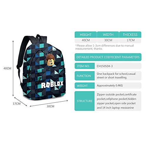 UNILIFE Mochila Roblox Mochila Infantil con Estuche para Lápices Mochilas Escolares Impresas para Niños De Primaria 21 L