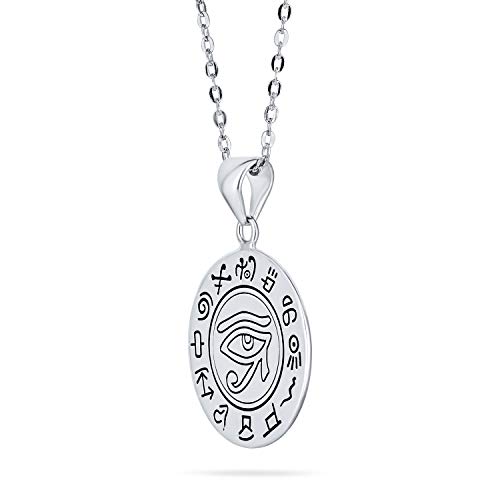 Unisex antiguo talismán símbolo místico egipcio Ra Udjat Horus mal ojo disco medallón collar para las mujeres oxidado 925 plata de ley