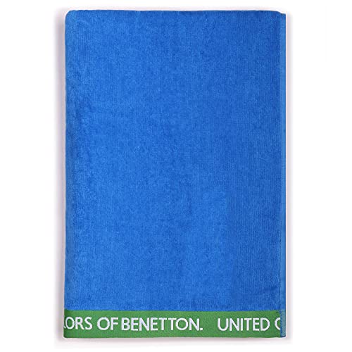 UNITED COLORS OF BENETTON, SET 2 TOALLAS DE PLAYA 90X160CM 380GSM VELOUR 100PercentALGODON CASA BENETTON, Azul + Rojo, 90x160 c/u