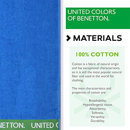 UNITED COLORS OF BENETTON, SET 2 TOALLAS DE PLAYA 90X160CM 380GSM VELOUR 100PercentALGODON CASA BENETTON, Azul + Rojo, 90x160 c/u