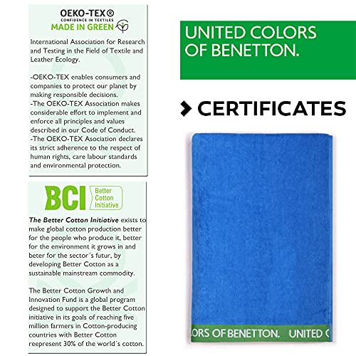 UNITED COLORS OF BENETTON, SET 2 TOALLAS DE PLAYA 90X160CM 380GSM VELOUR 100PercentALGODON CASA BENETTON, Azul + Rojo, 90x160 c/u