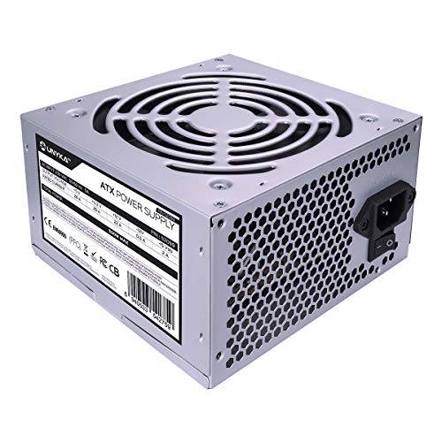 UNYKAch ATX 500W Unidad de - Fuente de alimentación (500 W, 230 V, 50-60 Hz, 28 A, 22 A, 28 A), Plata