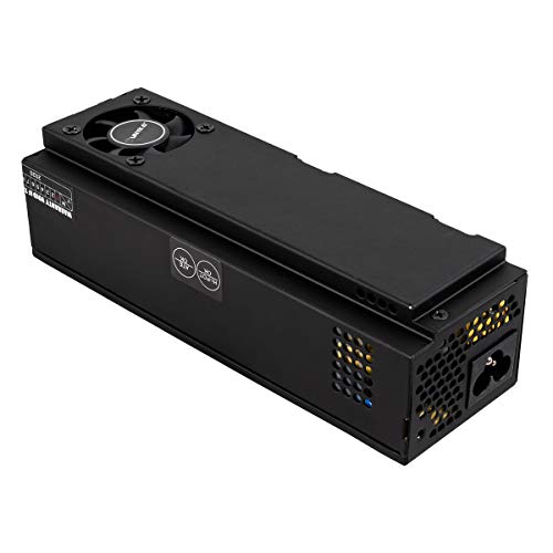 UNYKAch Fuente de Alimentación ITX 150W, Consumo Inferior a 0,5W, Potencia Nominal 150W, Alto Rendimiento, Ventilador de 40 mm, Conector Sata, 20 + 4 Pines, Molex