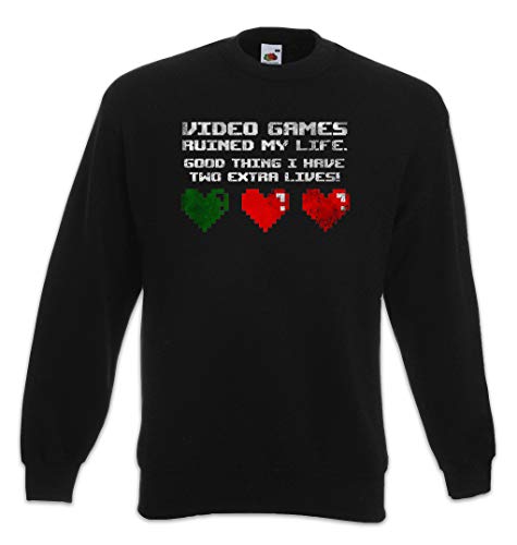 Urban Backwoods Video Games Ruined My Life Sudadera para Hombre Sweatshirt Pullover Negro Talla 2XL