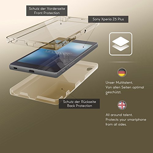 Urcover Funda Sony Xperia Z5 Plus, Carcasa Protectora 360 Grados Silicona Gel en Transparente Full Body Protección Completa Delantera + Trasera, Sony Xperia Z5 Plus - Champaña Oro