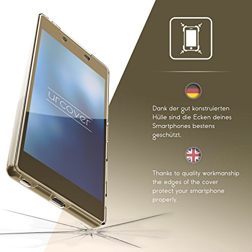 Urcover Funda Sony Xperia Z5 Plus, Carcasa Protectora 360 Grados Silicona Gel en Transparente Full Body Protección Completa Delantera + Trasera, Sony Xperia Z5 Plus - Champaña Oro