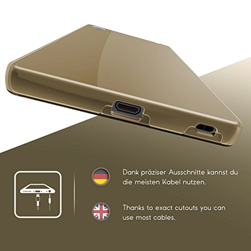Urcover Funda Sony Xperia Z5 Plus, Carcasa Protectora 360 Grados Silicona Gel en Transparente Full Body Protección Completa Delantera + Trasera, Sony Xperia Z5 Plus - Champaña Oro