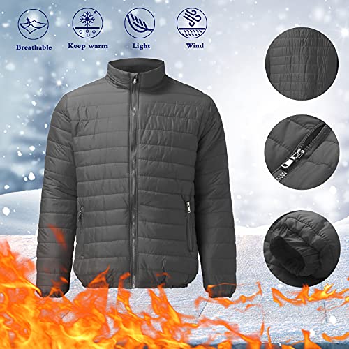 URIBAKY - Chaqueta para hombre con cremallera para otoño e invierno, gris, XXL
