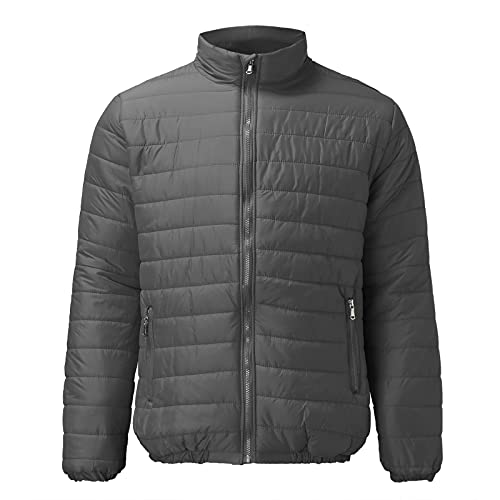 URIBAKY - Chaqueta para hombre con cremallera para otoño e invierno, gris, XXL