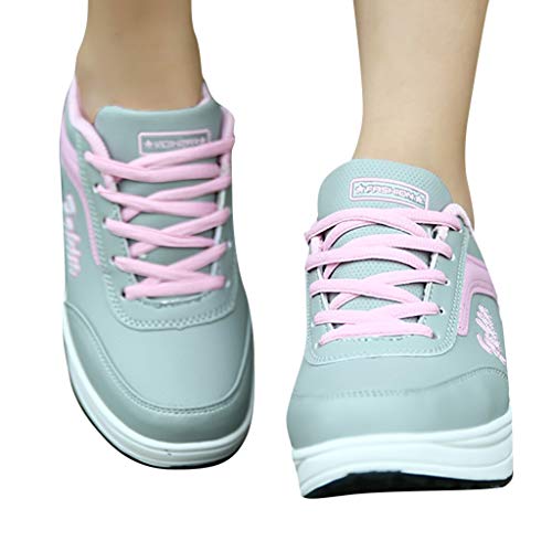 URIBAKY - Zapatillas deportivas transpirables para mujer, con plataforma para correr, deportes, transpirables, suaves y cómodas, para exteriores, fitness, senderismo, rosa, 35 EU