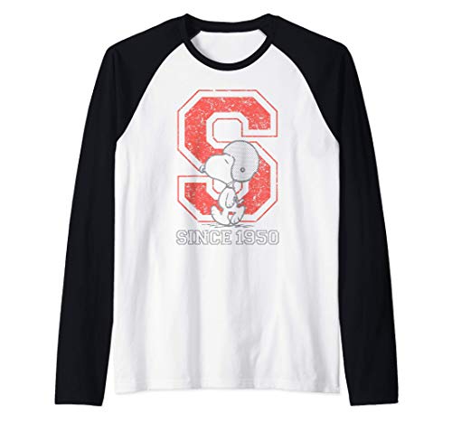 US Peanuts Snoopy 1950 Quarterback 01 Camiseta Manga Raglan